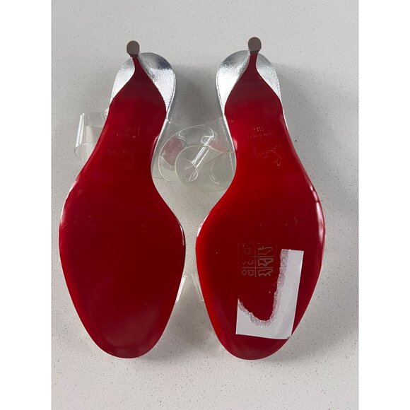 CHRISTIAN LOUBOUTIN 55mm Just Nothing Clear Slide silver heels size 36 - Picture 8 of 10